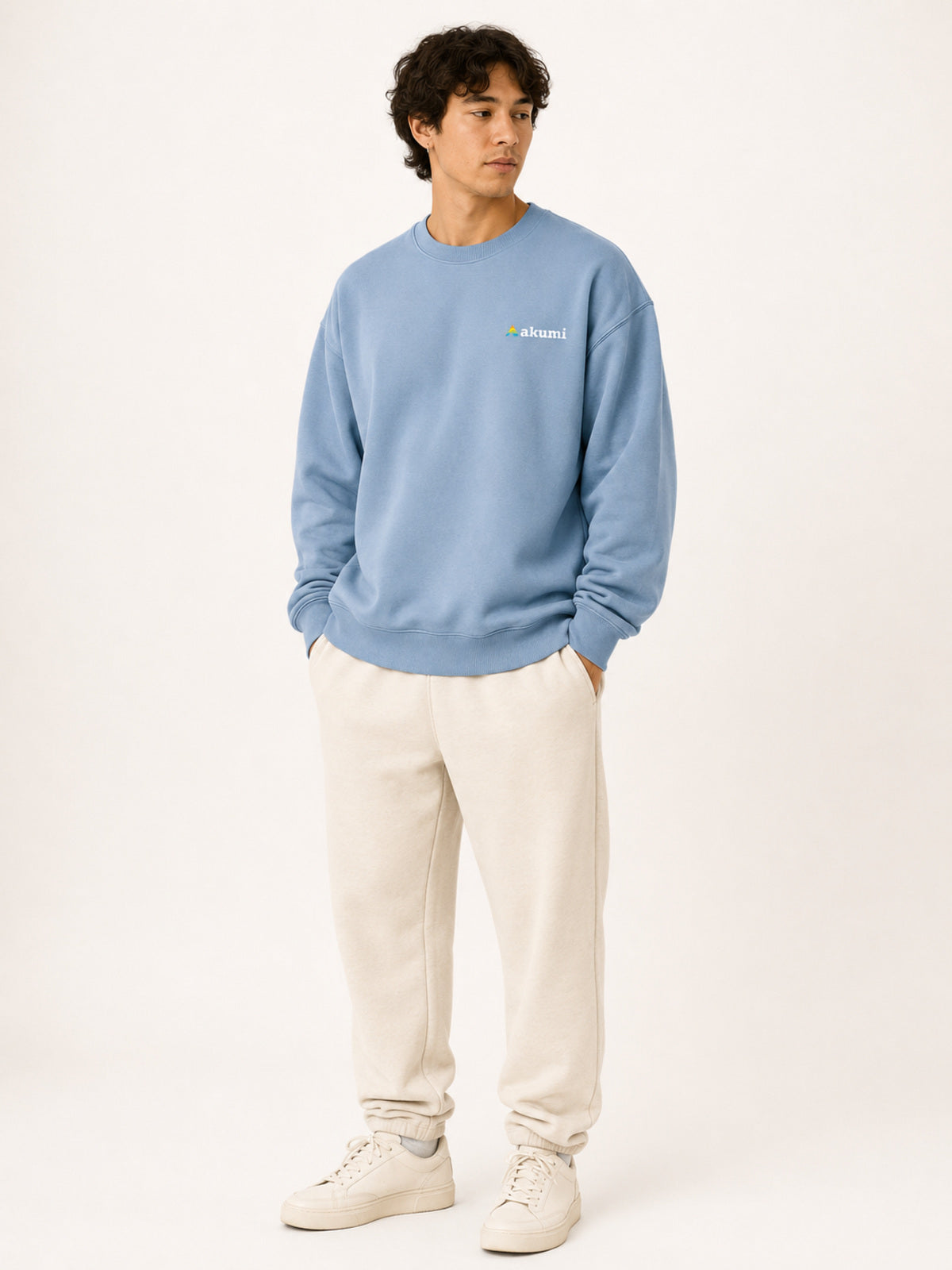Akumi Studyline Lightweight Crew in Cove Blue, hero front three-quarter studio view