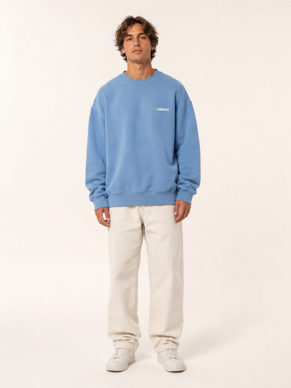 Akumi Studyline Lightweight Crew in Cove Blue, straight front studio view