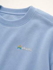 Akumi Studyline Lightweight Crew in Cove Blue, embroidered logo and rib collar detail