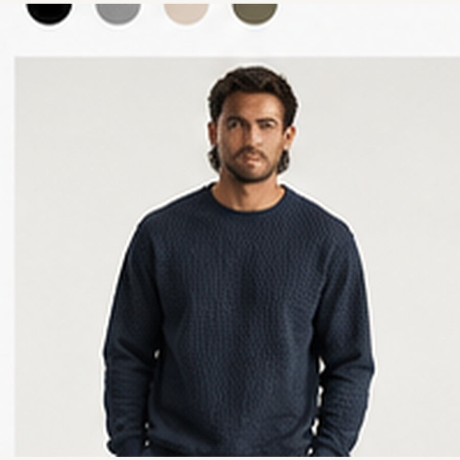 Akumi Textured Waffle Crew front detail.
