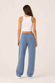Akumi Tidefade Straight-Leg Sweatpant in Ocean Haze, female model back view