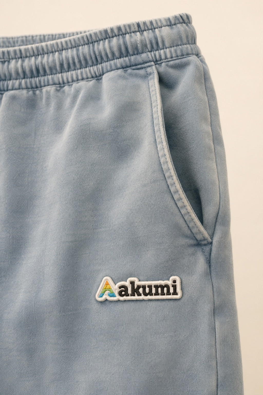 Akumi Tidefade Straight-Leg Sweatpant in Ocean Haze, Akumi logo and pocket detail