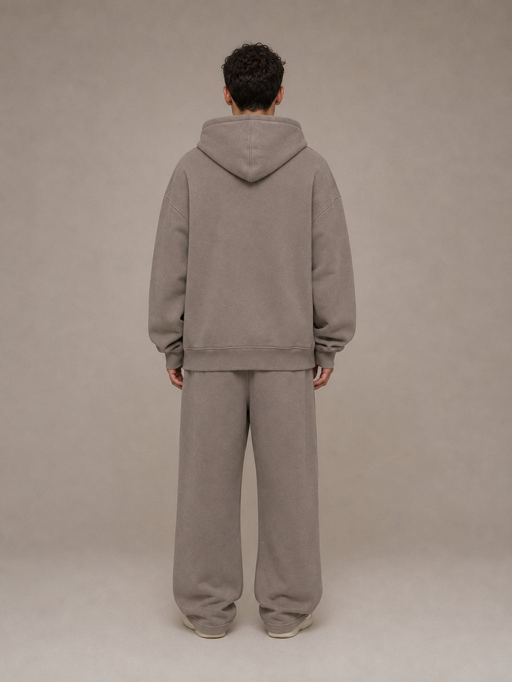 Akumi Veilzip Hoodie in Mineral Taupe, back view