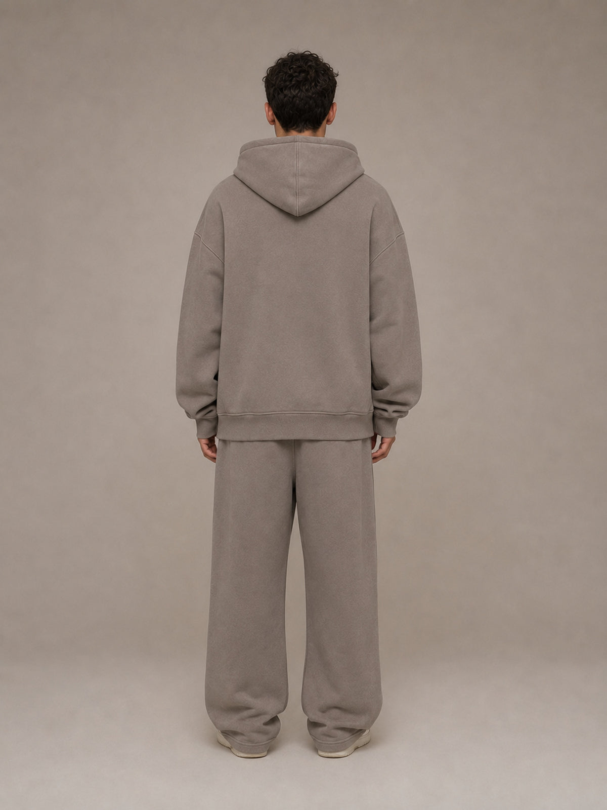Akumi Veilzip Hoodie in Mineral Taupe, back view