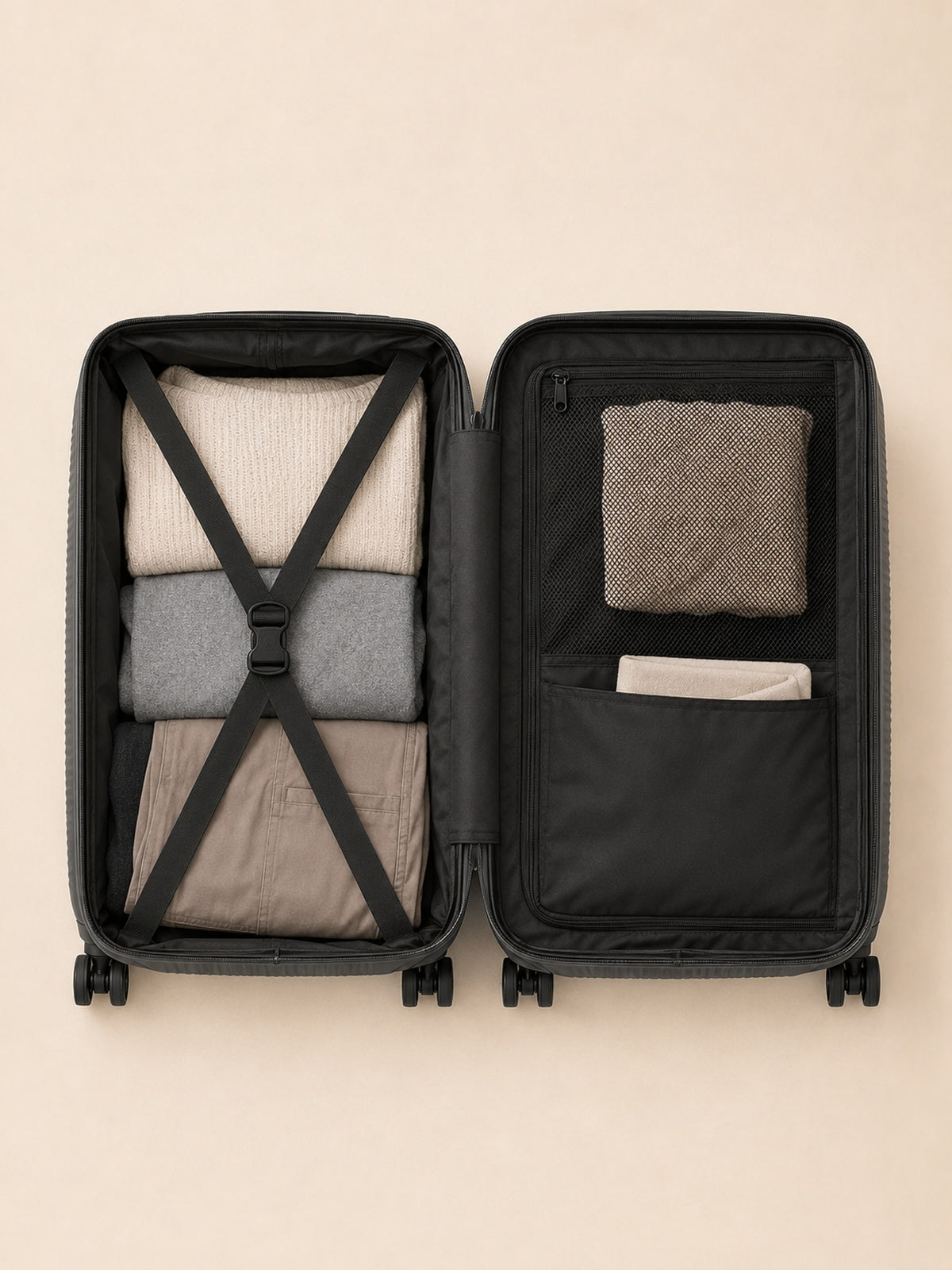 Akumi Wayline Carry-On Luggage Drift Graphite consistent open interior