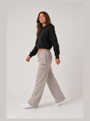 Akumi Waypoint Lightweight Straight-Leg Sweatpant in Canyon Fog, side walking studio view