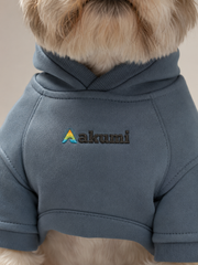Akumi Waypoint Pet Hoodie in Harbor Slate matching raised embroidered logo and fleece detail