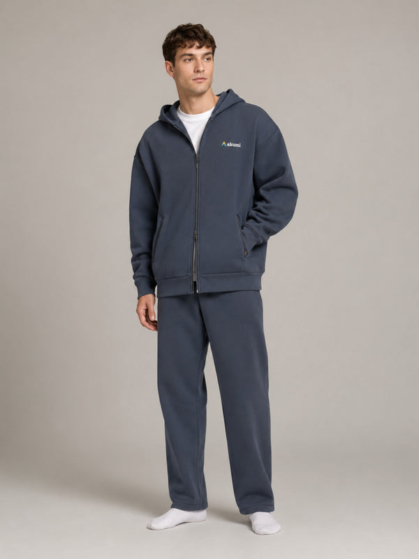 Akumi Waypoint Zip Hoodie in Graphite Sky male front three-quarter studio hero