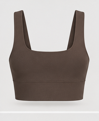 AI-generated Akumi concept render of Women's Linea Square Longline Sports Bra, back view.