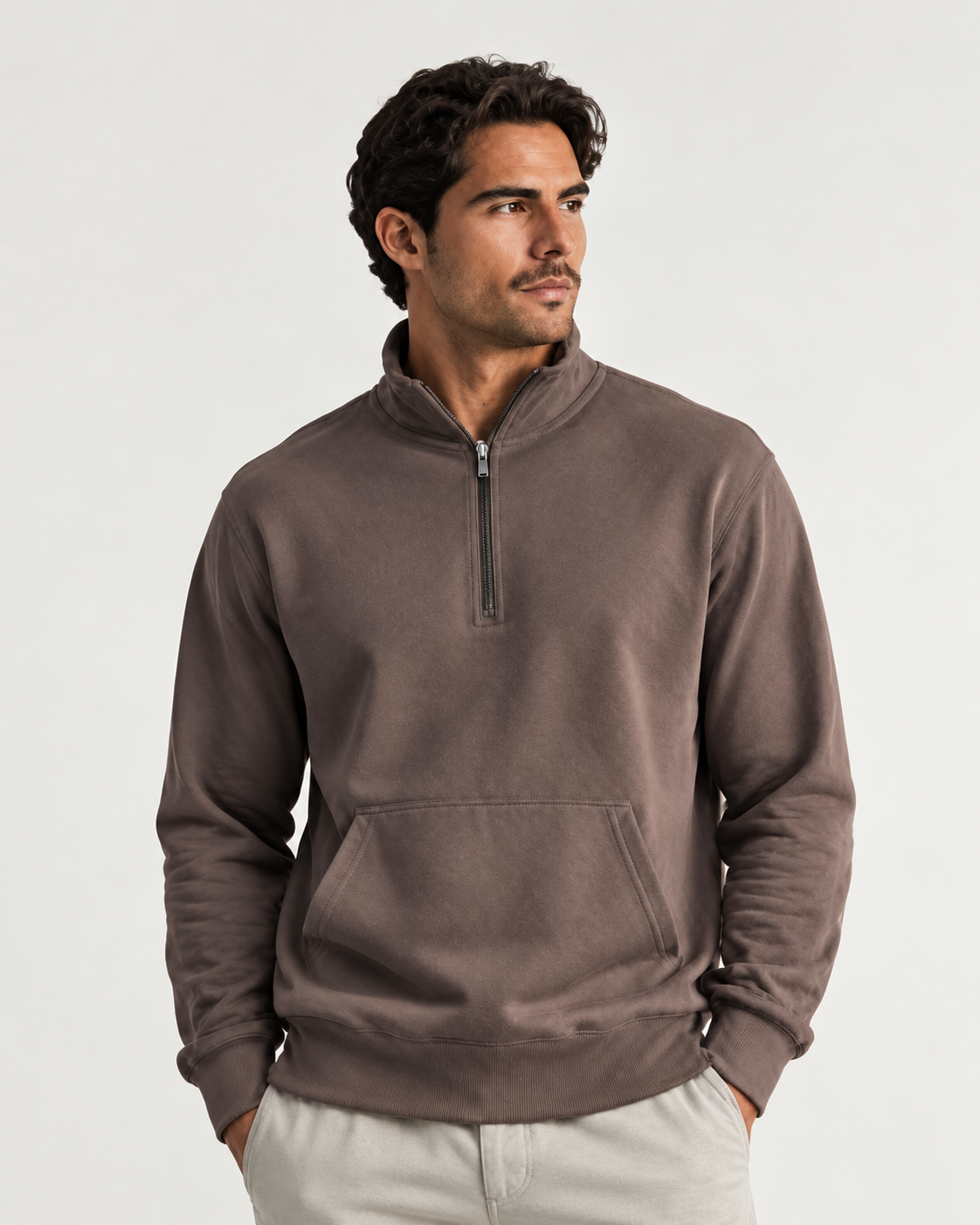 AkumiSoft Half-Zip Mock Neck studio detail view