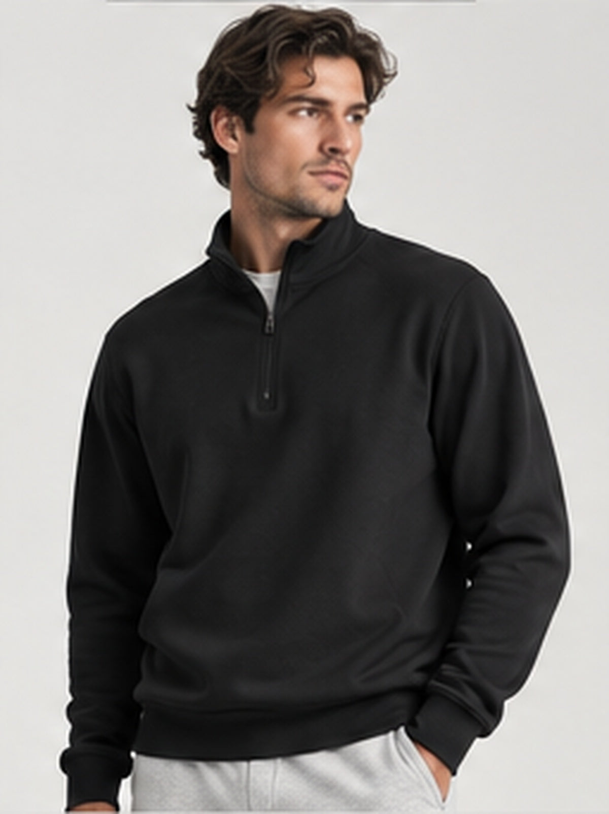 AkumiSoft Half-Zip Mock Neck alternate studio view