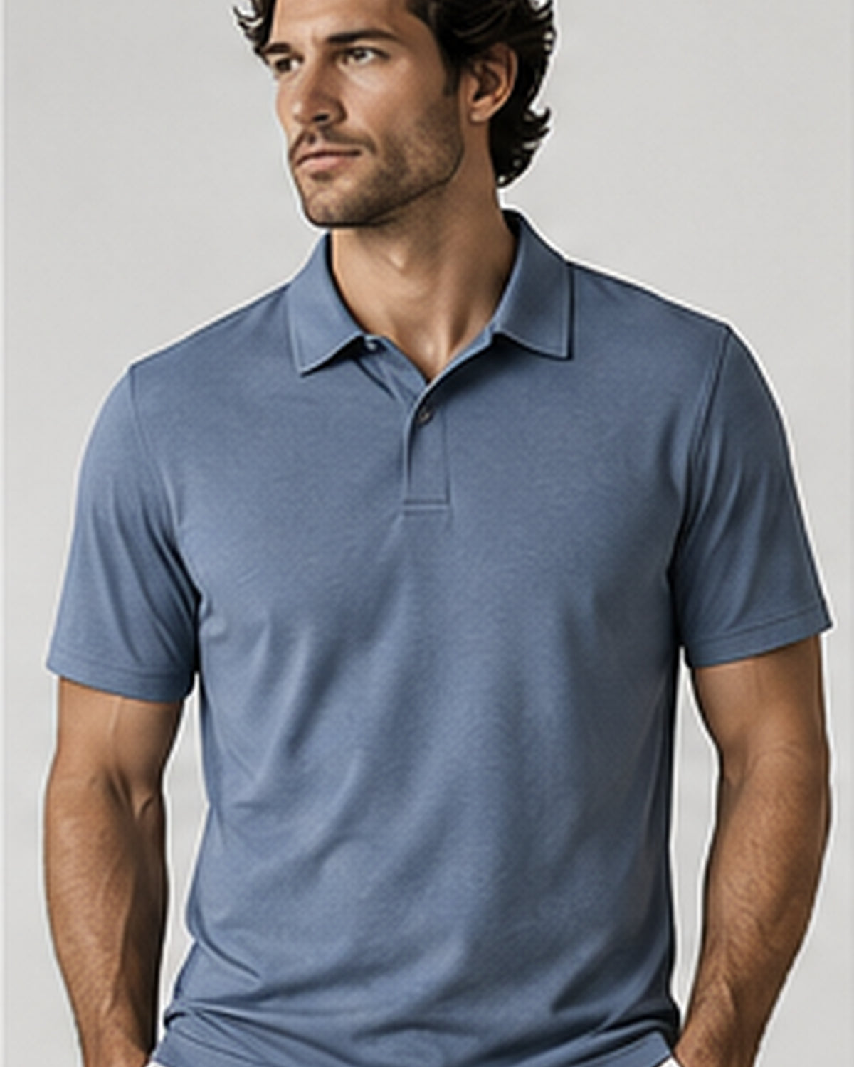 AkumiSoft Performance Polo in blue heather