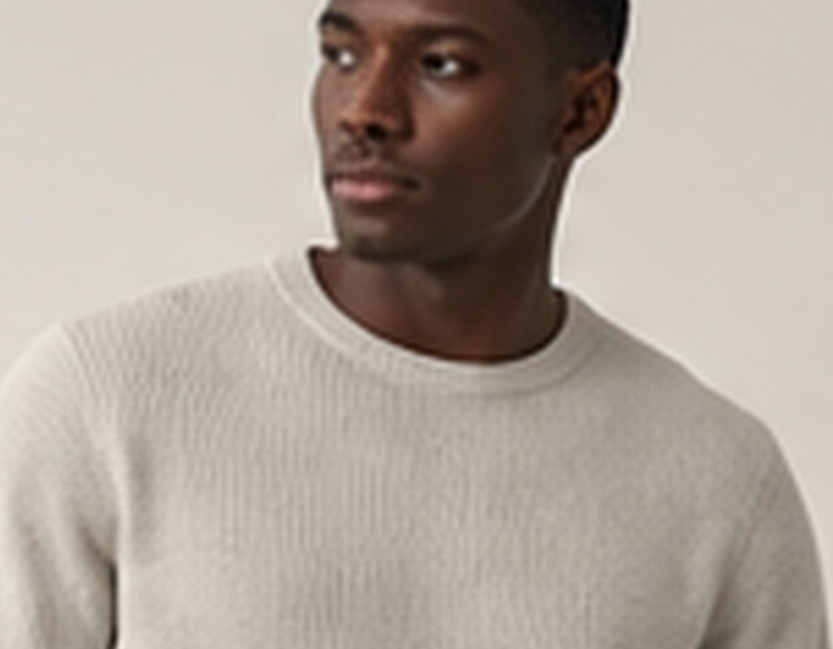 Alpine Waffle Wool Crew neckline and upper-body detail