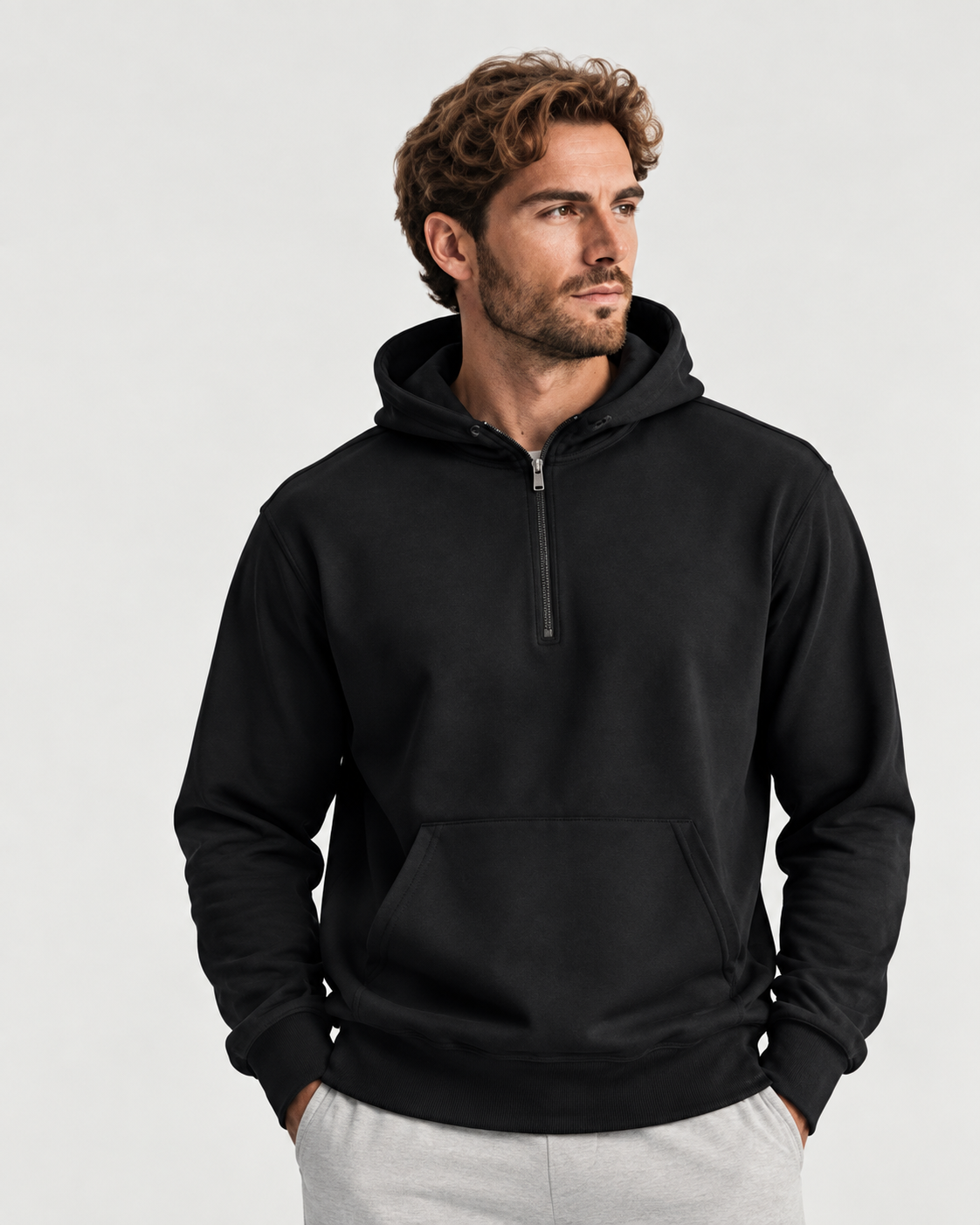 Akumi Balance Half-Zip Hoodie studio detail view