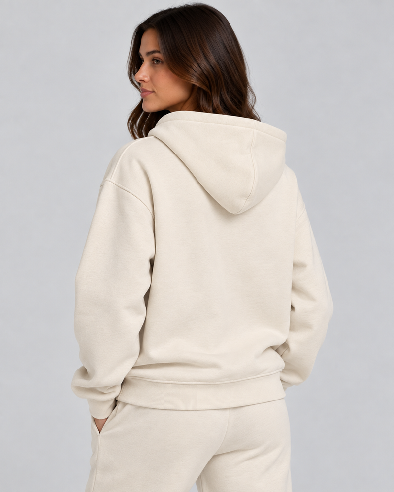 Balance Hoodie cream back view