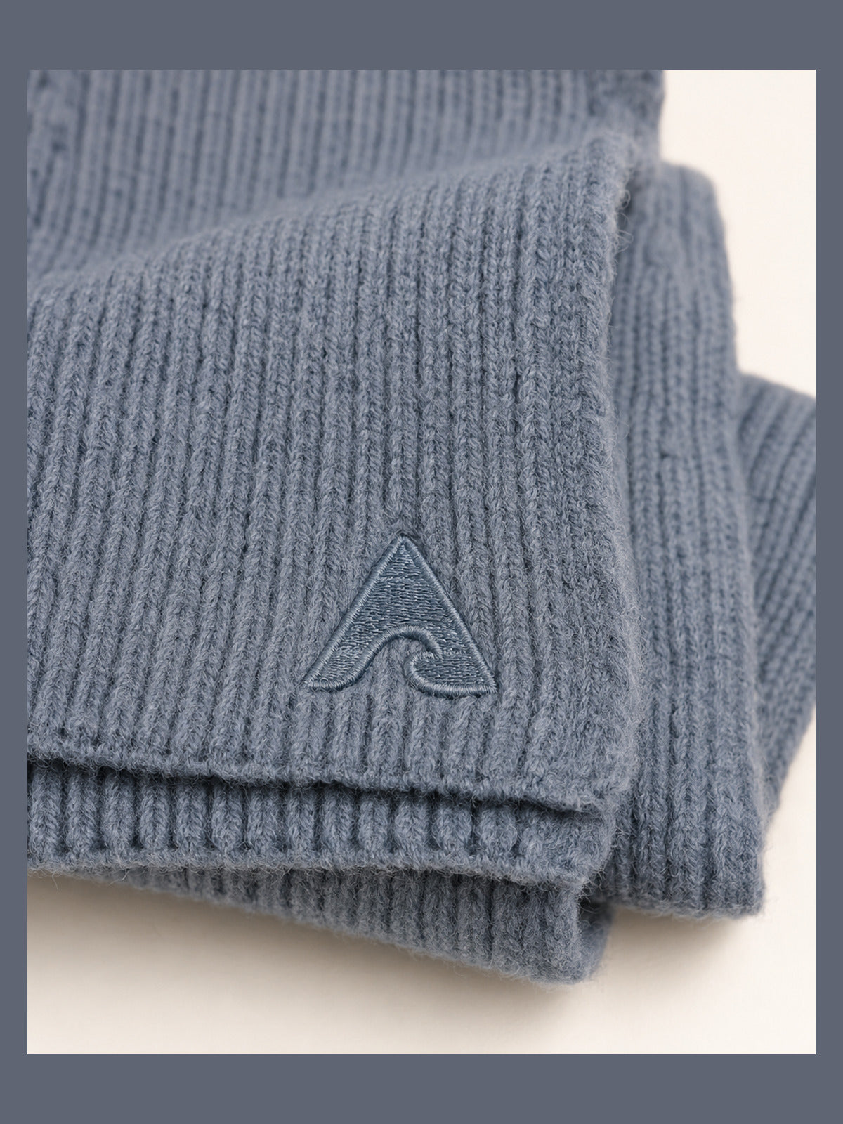 Akumi Drift Knit Winter Set Glacier Slate knit texture and raised embroidered A-wave detail