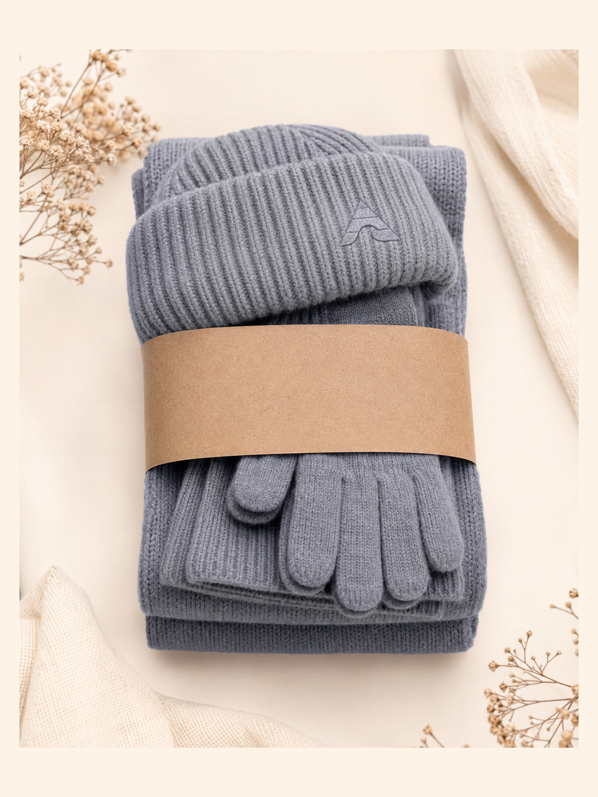 Akumi Drift Knit Winter Set in Glacier Slate gift ready bundle
