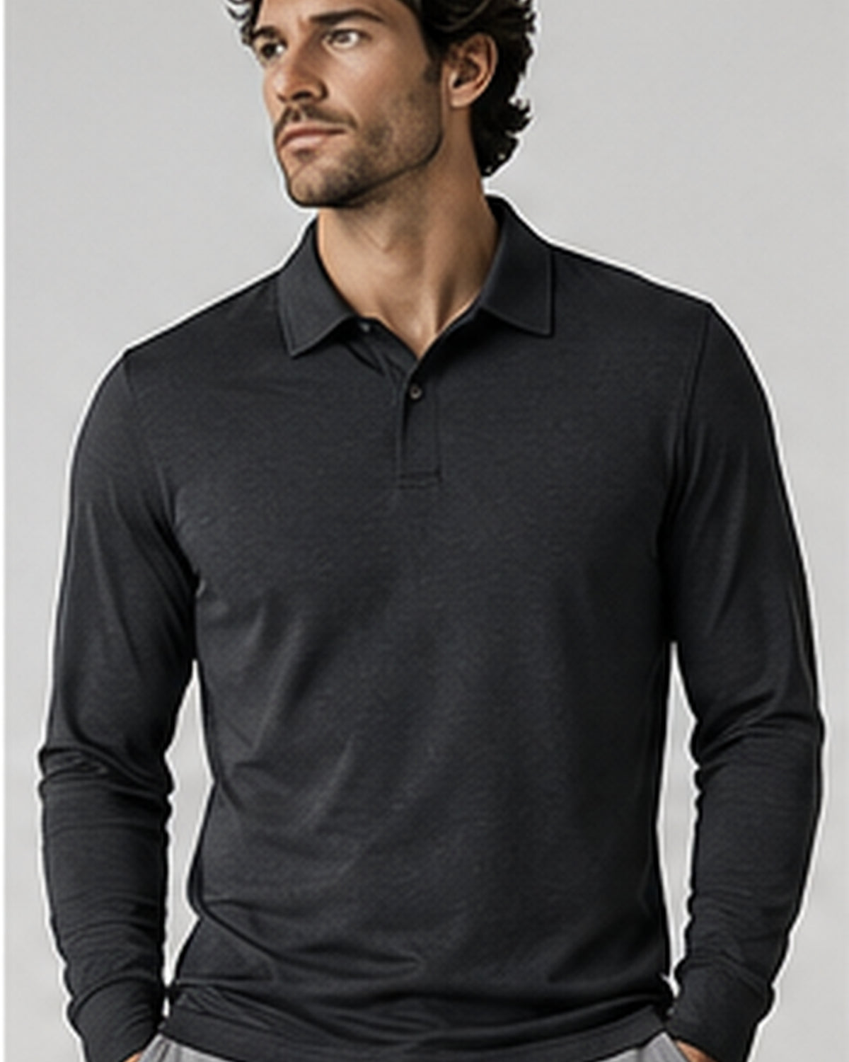 Motion Long Sleeve Polo in Onyx Heather