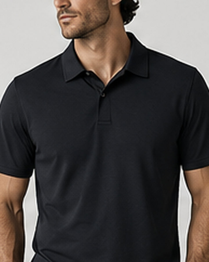 Akumi Motion Performance Polo front detail.