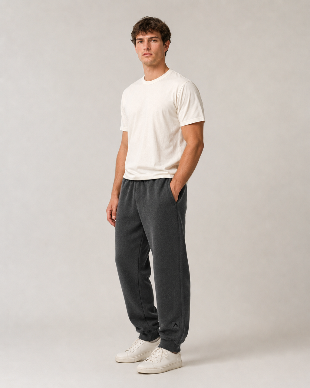 Quiet Form Sweatpants three-quarter studio view