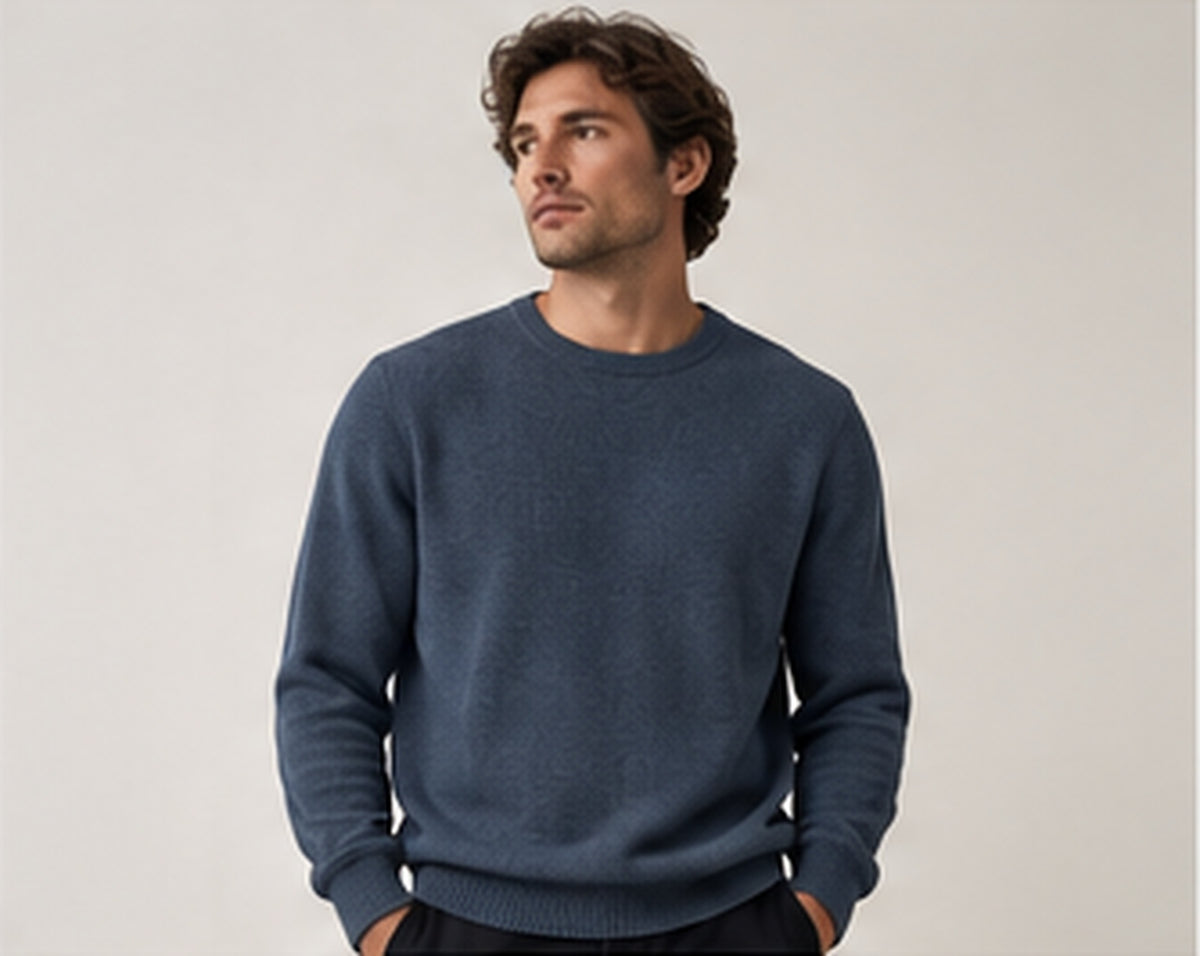Soft Balance Knit Crew on model, studio image