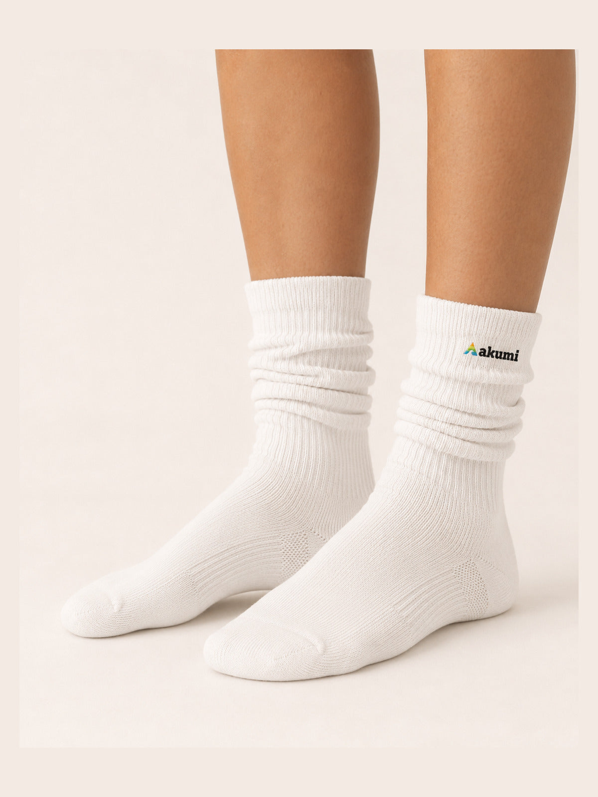 Cloud##Softfold Scrunch Sock 3-Pack, worn scrunched view