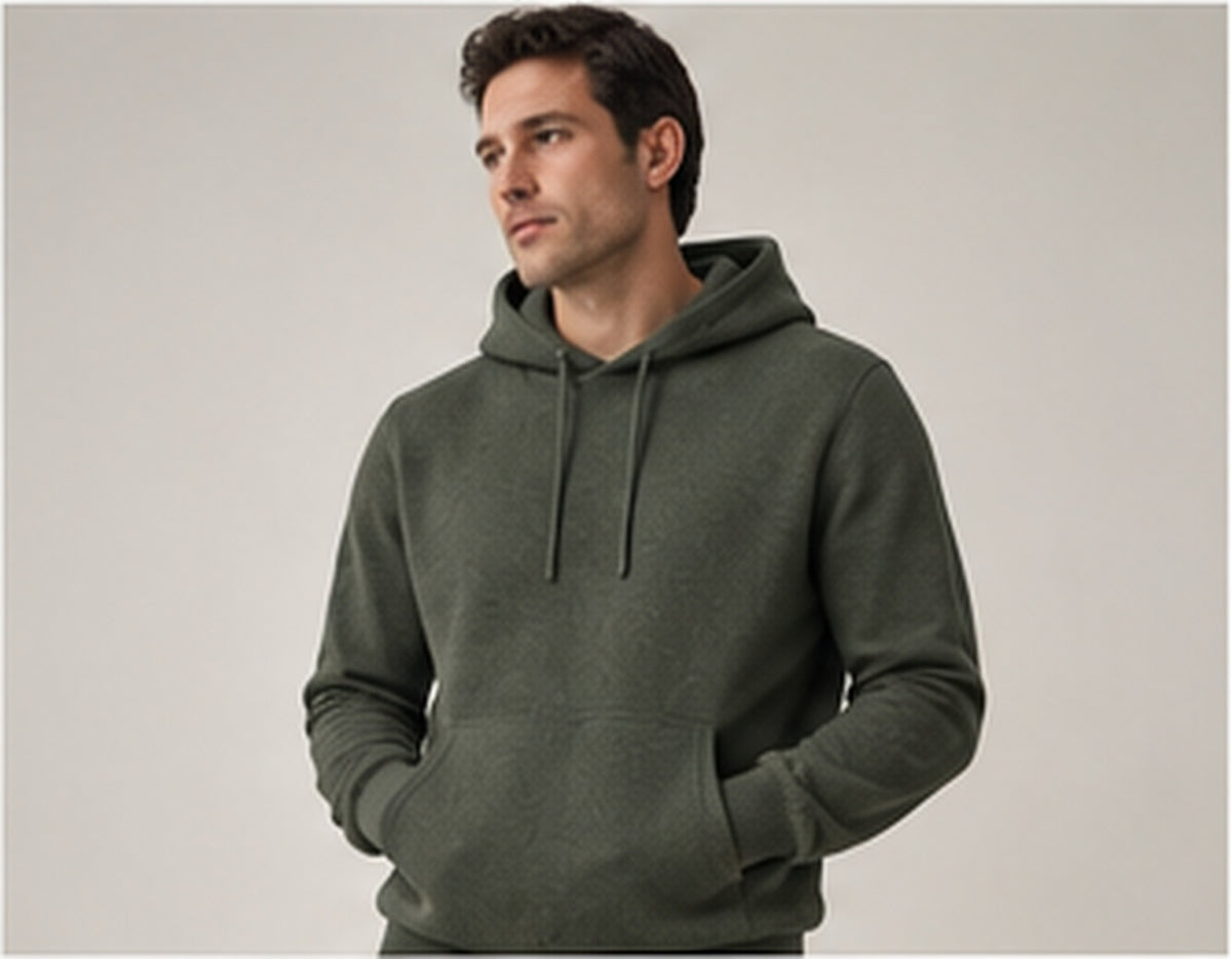 Solace Recycled Wool Hoodie alternate studio editorial view
