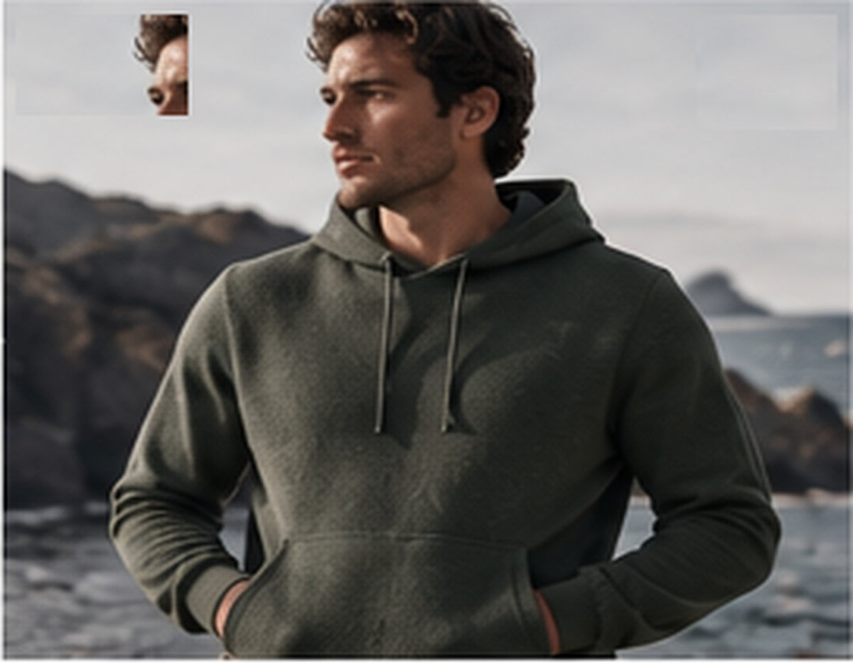 Solace Recycled Wool Hoodie outdoor lifestyle view