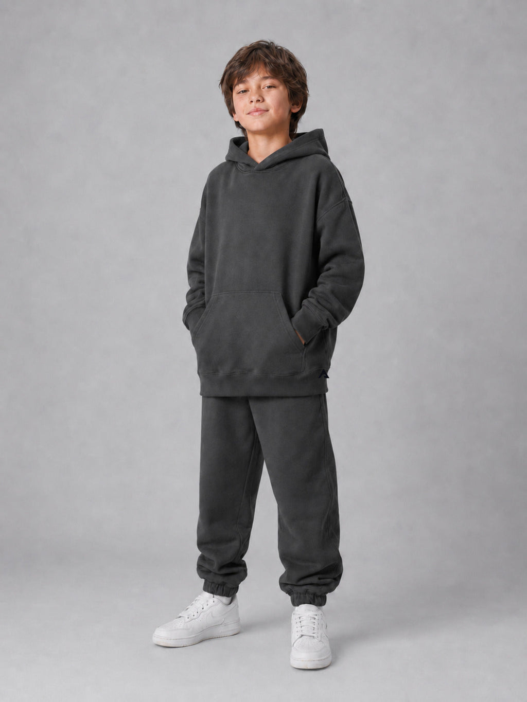 Stillform Kids Hoodie three-quarter studio view