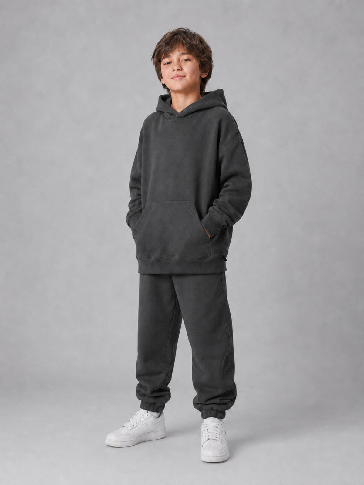 Stillform Kids Hoodie three-quarter studio view