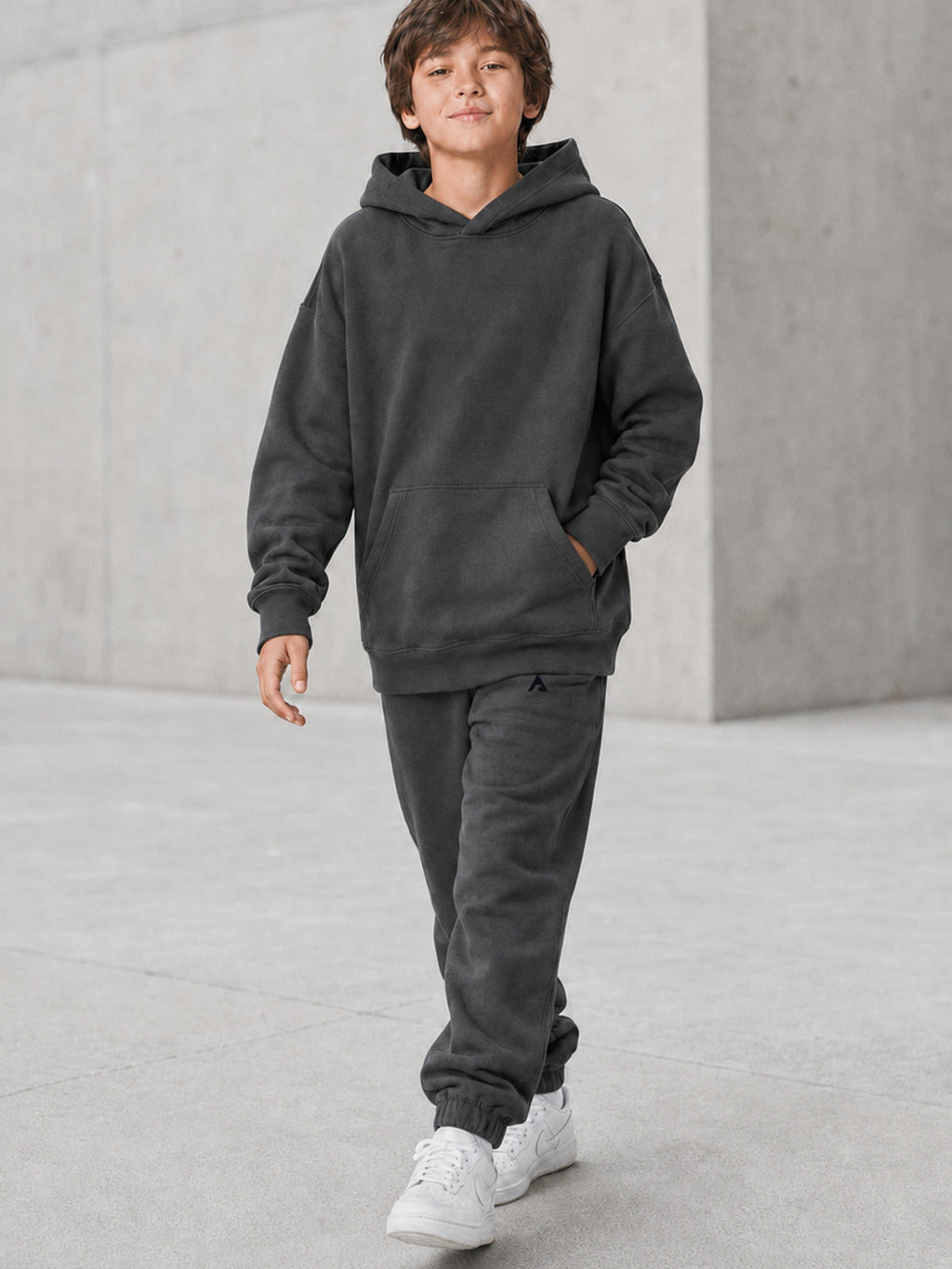 Stillform Kids Hoodie walking lifestyle view