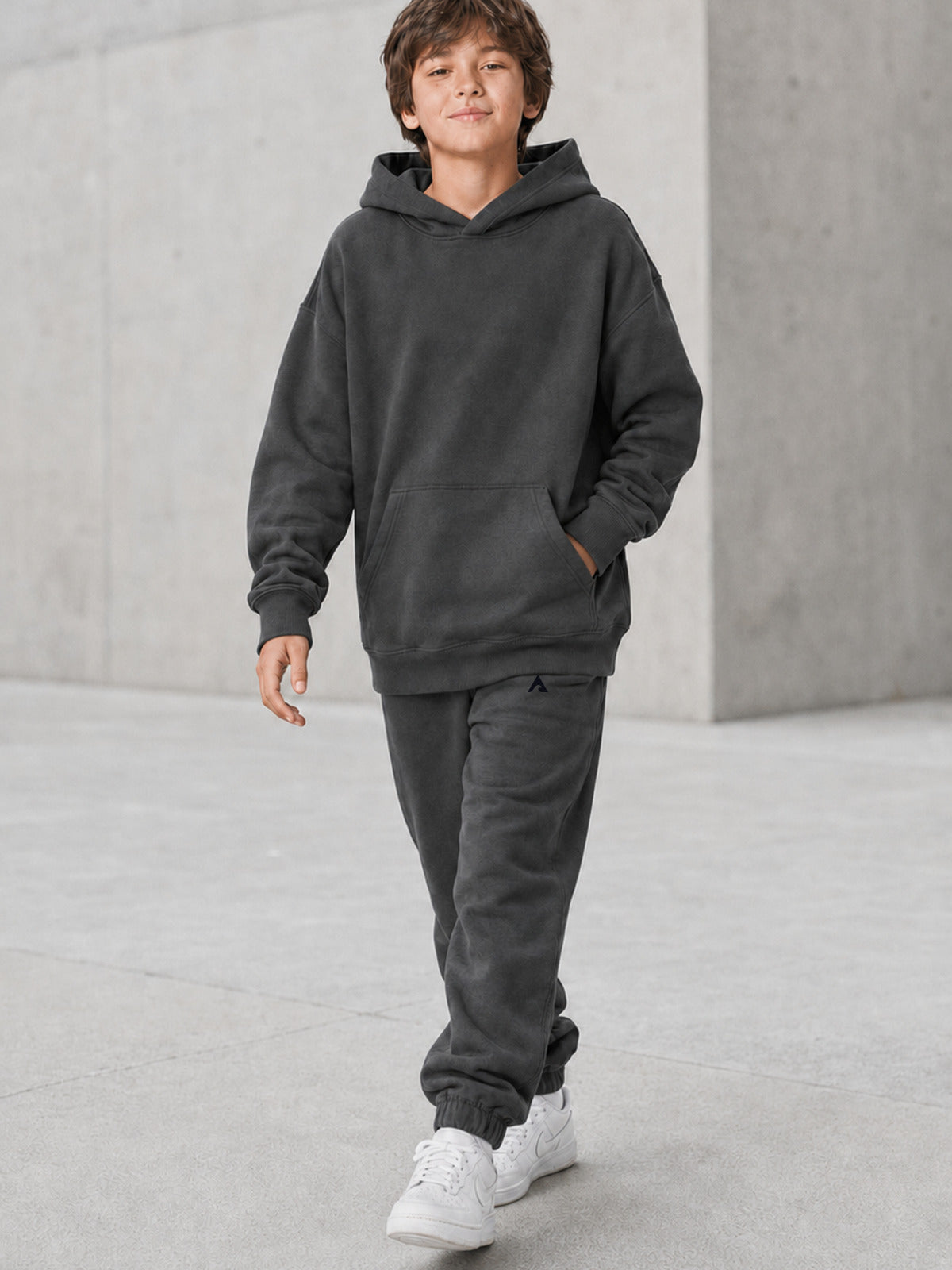 Stillform Kids Hoodie walking lifestyle view