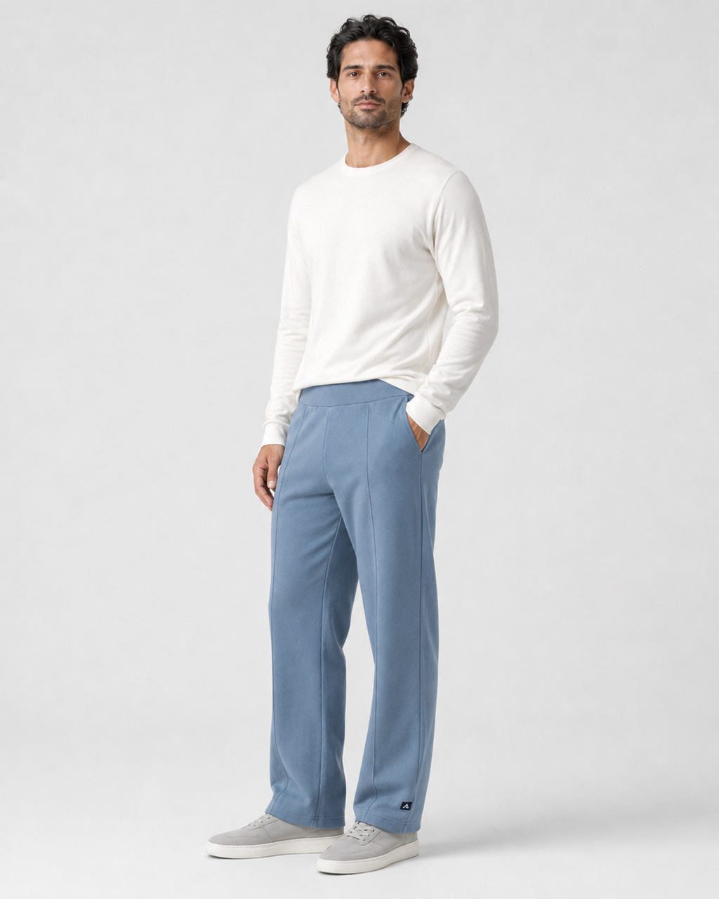 Stillform Straight Leg Sweatpants three-quarter studio view