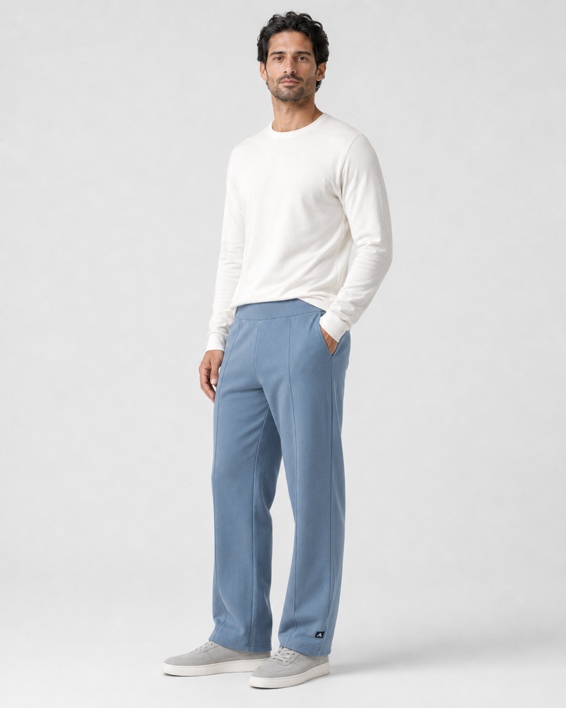 Stillform Straight Leg Sweatpants three-quarter studio view