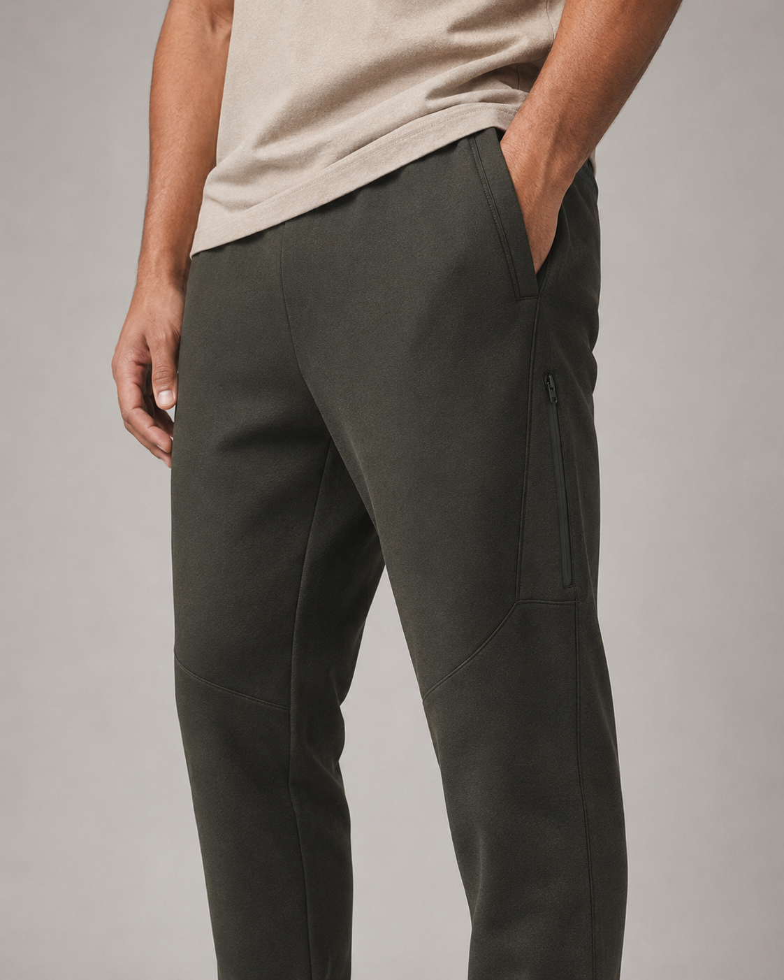 Terrain Utility Sweatpants concealed zip and knee construction detail